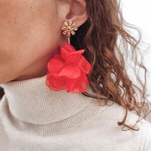 BOUCLES FLEURS ROUGE