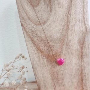 Collier Goutte Coeur Fuchsia