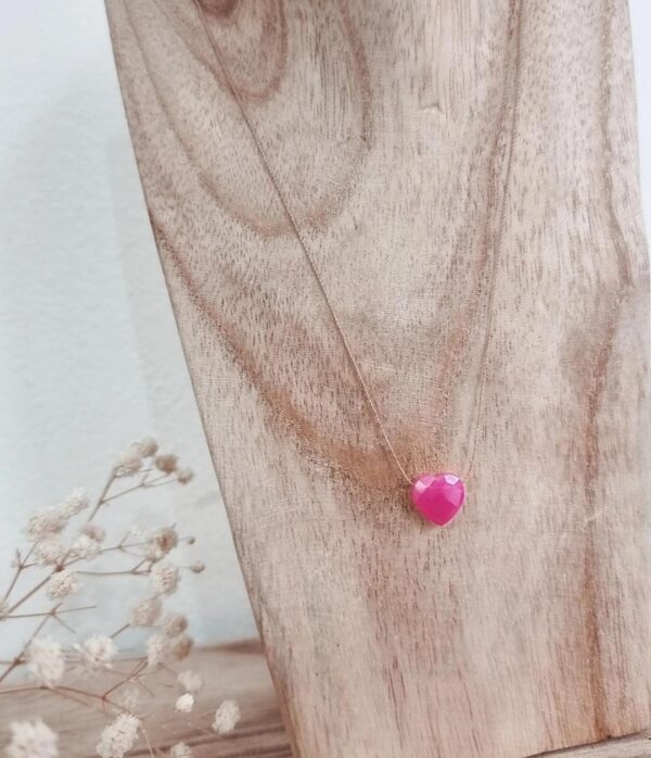 Collier Goutte Coeur Fuchsia